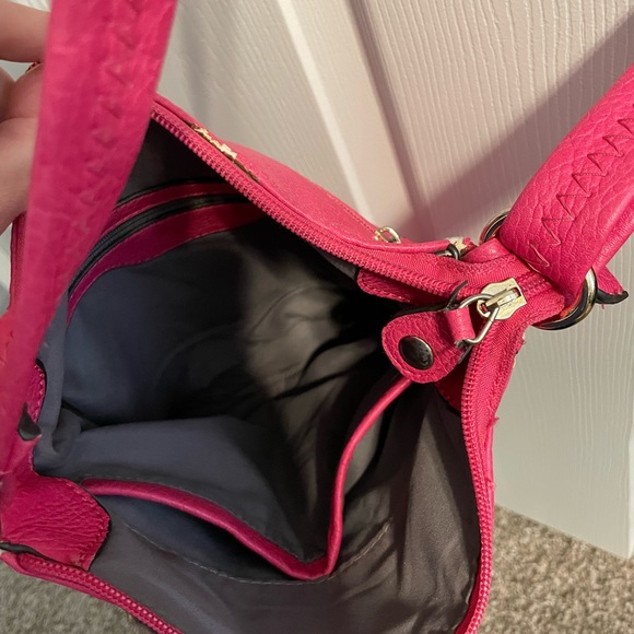 Bright Pink Crossbody Purse with Gold Accents. - Picture 9 of 12
